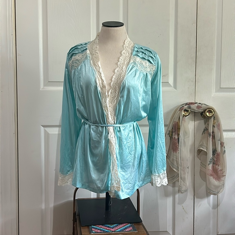 Vintage baby blue lace lingerie night top